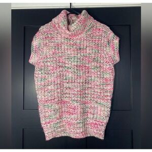 First Love by Lovelyn Women's Multicolor Knit Turtleneck Sleeveless Vest Sweater